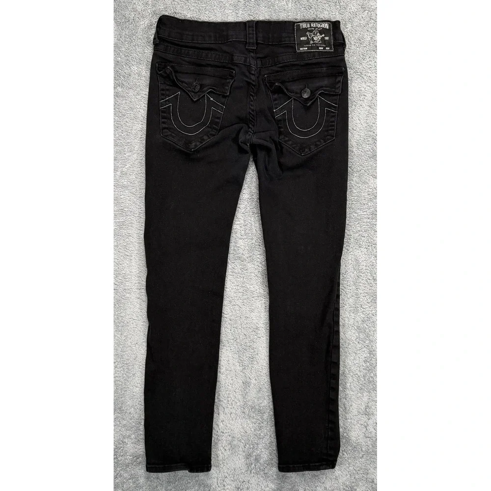 True Religion Rocco Jeans Mens 30x30 Relaxed Skinny Fit Black Denim Flap Pockets